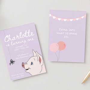 DIGITAL Charlotte's Web Birthday Party Invitation