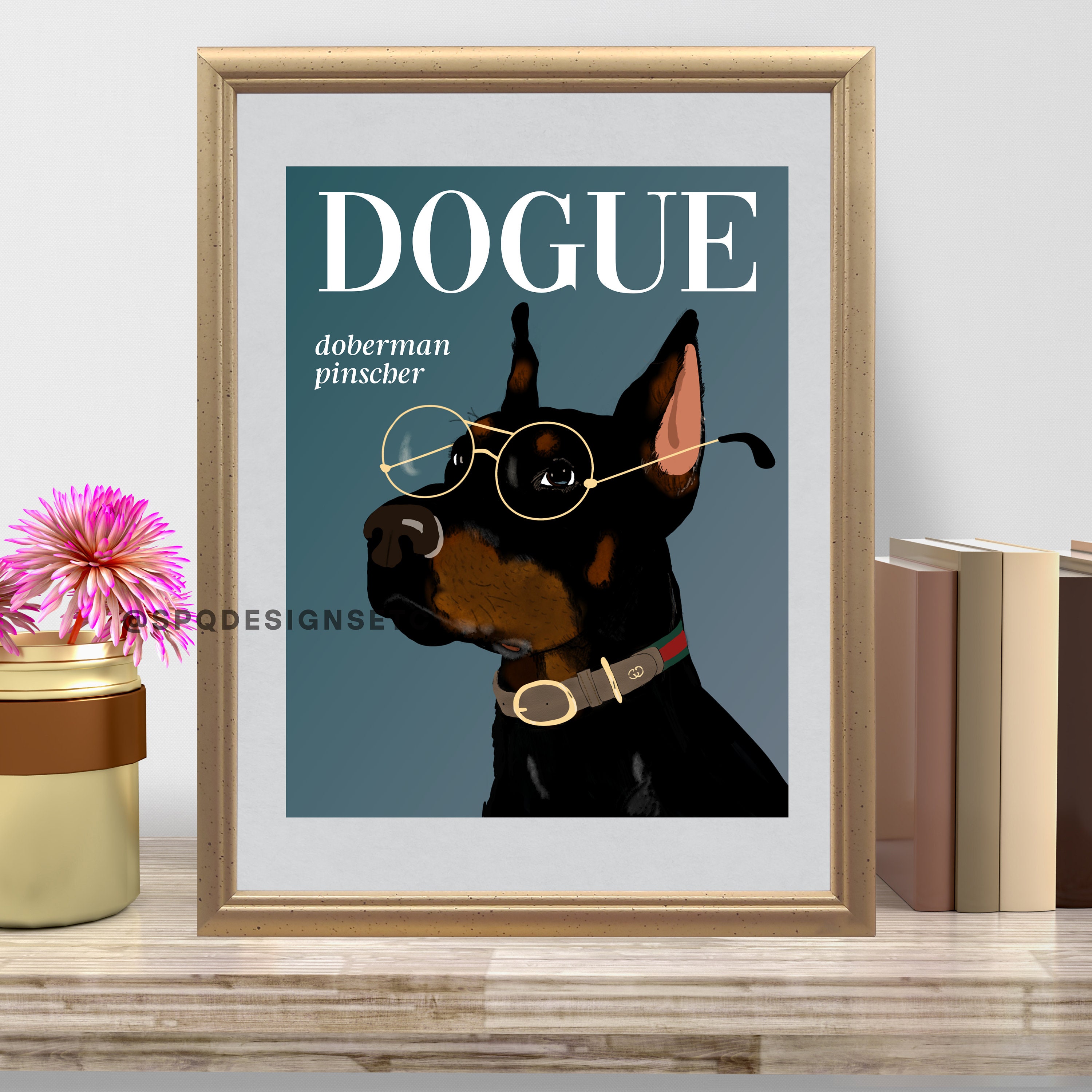 Doberman Pinscher DOGUE Magazine Cover Wall Art Etsy