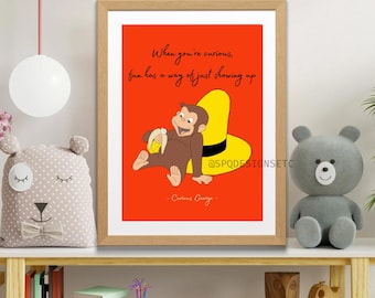Curious George Wall Art with Quote