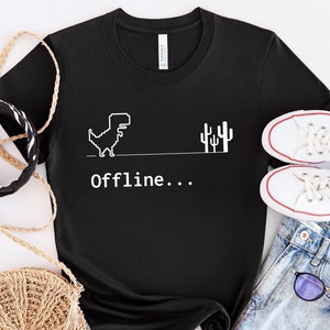 You Are Offline T-Rex [Dino Run] Pixel Art Dinosaur Game Pullover Hoodie