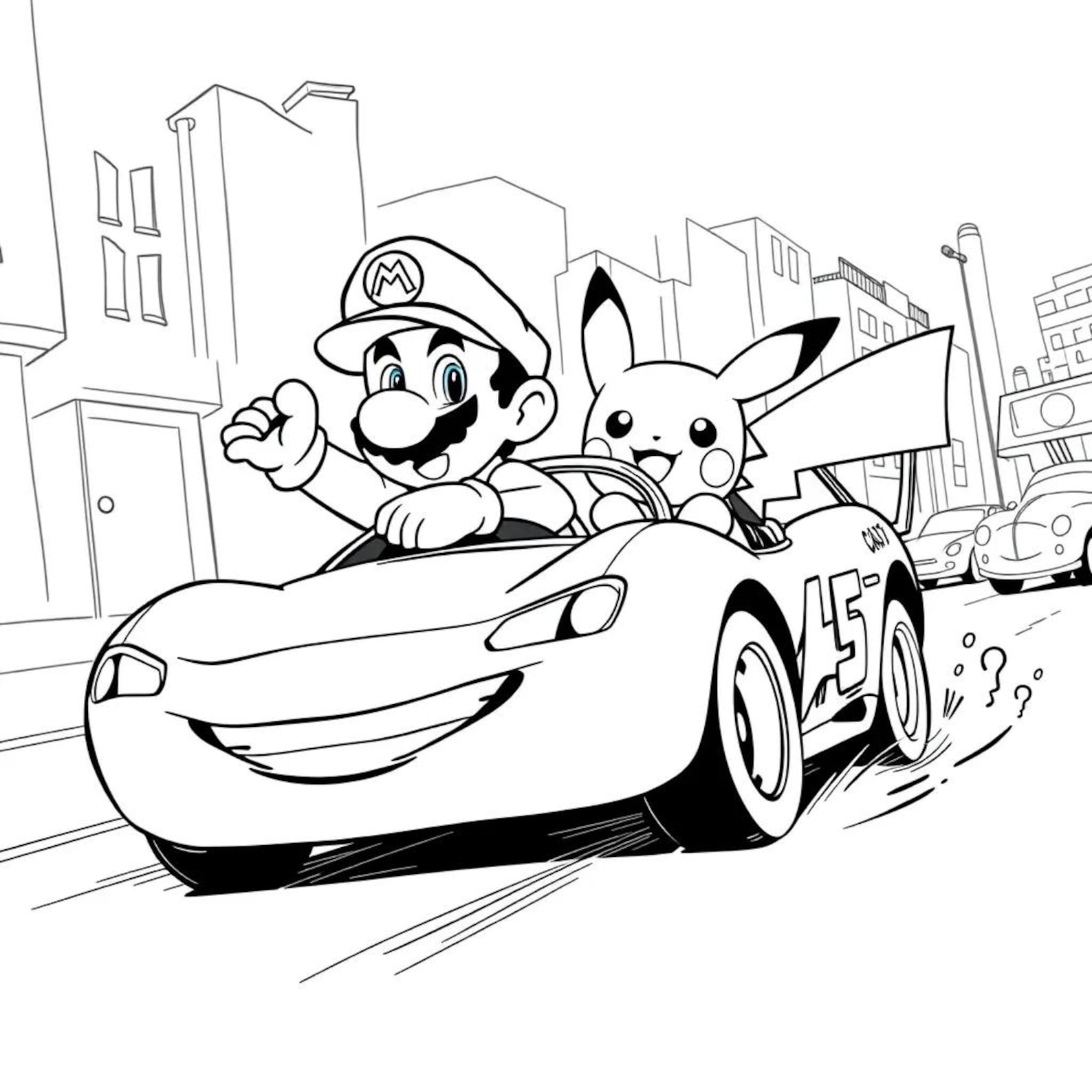 Mario and Pikachu Coloring Pages. - Etsy