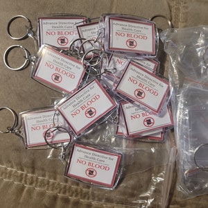 No Blood Medical Directive Keychain