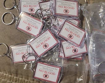 No Blood Medical Directive Keychain