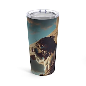 Gobelet Jésus-Christ de la Croix 20 oz | Verres chrétiens inspirants | Cadeau confessionnel | Mug de voyage religieux