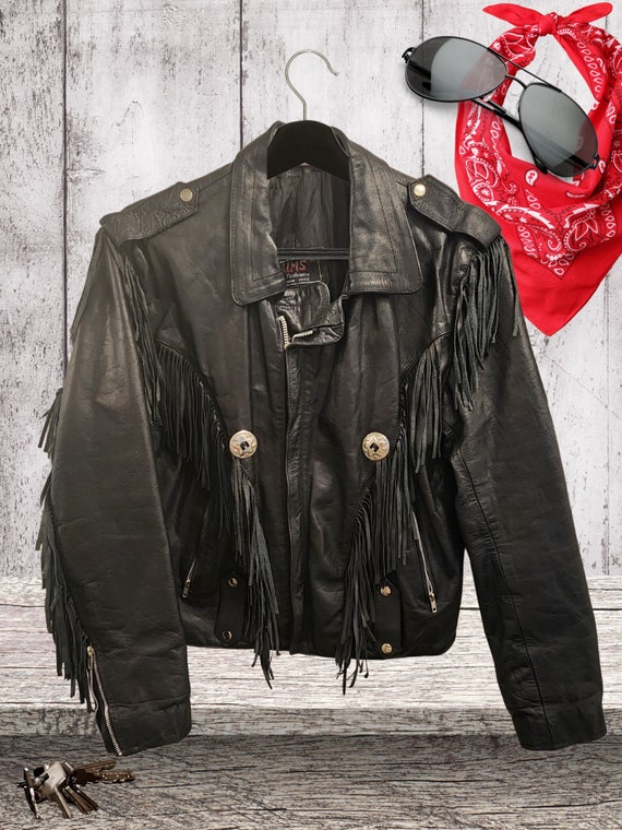 Vintage Leather Fringe Motorcycle Jacket