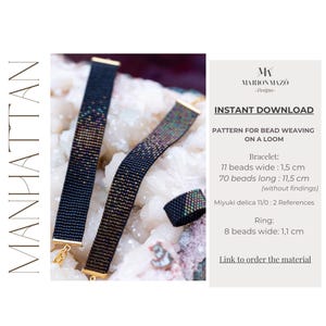Patterns for bracelet on loom + ring Peyote- Miyuki Delica 11/0/ Manhattan