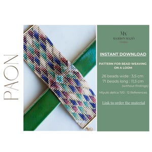 Pattern for bracelet on loom, Miyuki Delica 11/0, Peacock Bracelet