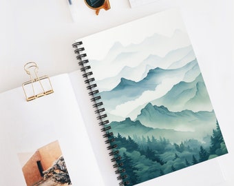 Misty Mountains Notebook - Mountains Journal - Spiral Notebook - Ruled Line 5.9x7.9"