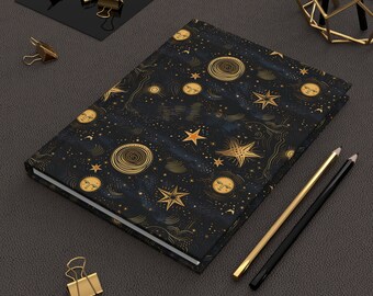 Celestial Journal - Heavenly Bodies Notebook - Suns and Moons - Hardcover Journal Matte 5.75"x8"