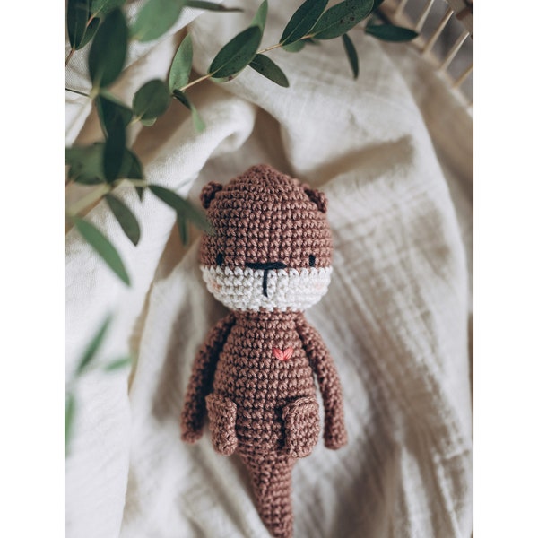 Small Handmade Otter made of natural cotton/ stuffed Otter toy