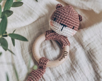 Personalized Baby Rattle Otter/ Grasping Toy/ handmade baby toy/ baby shower present Otter/ personalized Otter toy
