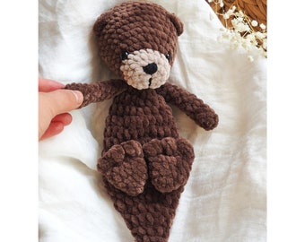 Handmade crochet Otter Snuggler for toddlers/cute Otter comforter/ Otter Stuffed Animal / Plush Toy Otter for baby showers and kids/