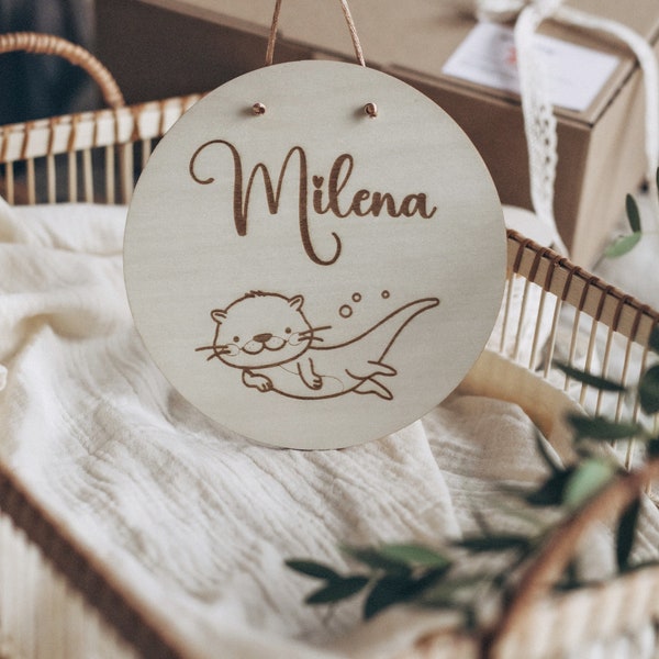 Wooden sign with Otter motif/ personalized wooden decoration / personalized wooden Sign Otter