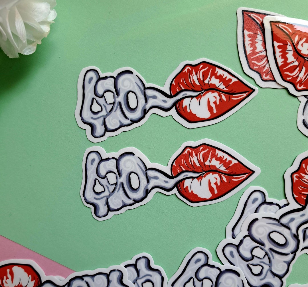 Lady Girl Woman 420 Smoking Lips Sticker Etsy
