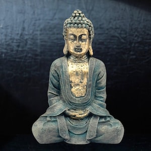 Decorative Meditating Buddha Statue, Handcrafted Yoga Man Vintage Looking Sculpture, Oriental Buddhism Zen Garden Decor Gift