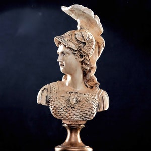 Decorative Ancient Greek Mythology Athena Bust Statue, Vintage Style Roman Minerva Sculpture, Home & Office Desktop or Bookshelf Decor Gift