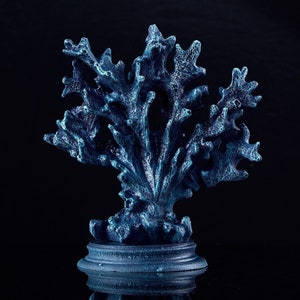 Decorative Small Blue Coral Sculpture, Unique Aquarium Decoration Item, Saltwater Lace Coral Home or Office Beachy Decor Gift