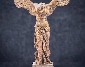勝利の女神ニケのブロンズ像、ギリシャ神話、金属彫刻、美術館級の美術