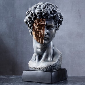 Bust of Michelangelo’s David Statue, Decorative David Pop Culture Art Sculpture, Handmade Home and Office Decor Gift