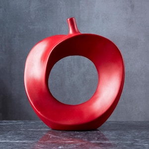 Decorative Modern Red Apple Statue, Handmade Abstract Art Sculpture, Aesthetic Tabletop and Kitchen Decor Gift