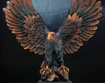Decorative Eagle Statue with Wings Spread, Handcrafted Bird Ornament, Unique Home & Office Raptor Decor Gift