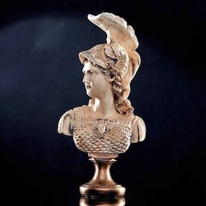 Greek Mythology Athena Bust Statue: Vintage Roman Minerva Sculpture Bookshelf and Sofa Table Decor