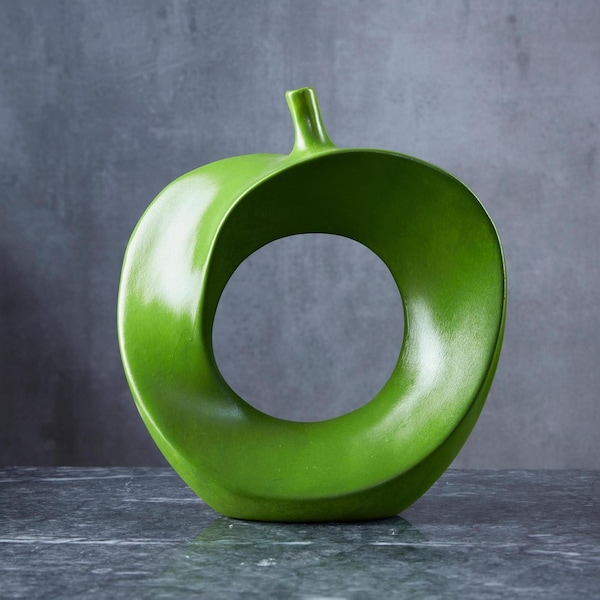 Dekorative handgemachte grüne Apfelskulptur, moderne abstrakte Kunststatue, Küchen- und Bücherregal-Dekor-Geschenk
