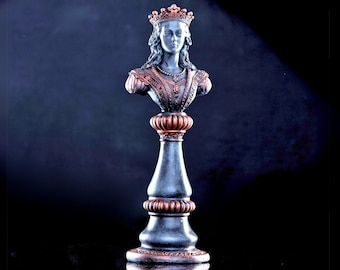 Decorative Vintage Style Chess Queen Piece, Handmade Regina Sculpture, Home and Office Decor Statue Gift