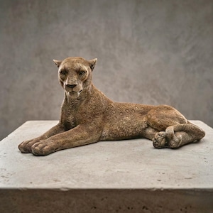 Reclining Panther Statue: Hand-Painted Home & Garden Leopard Puma Jaguar Sculpture Decor image 12