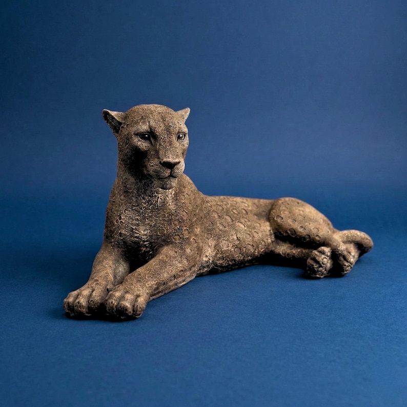 Reclining Panther Statue: Hand-Painted Home & Garden Leopard Puma Jaguar Sculpture Decor image 3