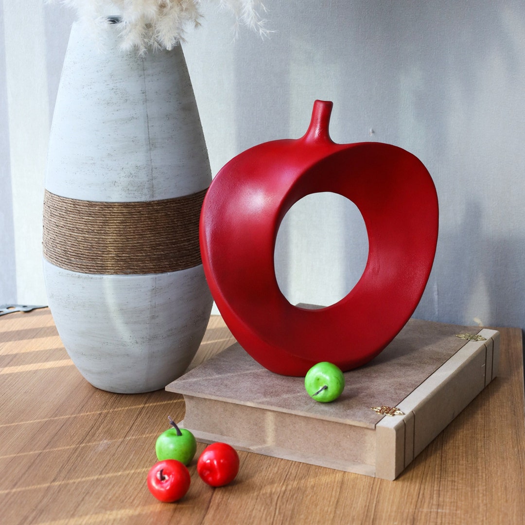 Decorative Modern Red Apple Statue Handmade Abstract Etsy