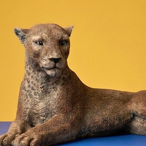 Reclining Panther Statue: Hand-Painted Home & Garden Leopard Puma Jaguar Sculpture Decor image 6