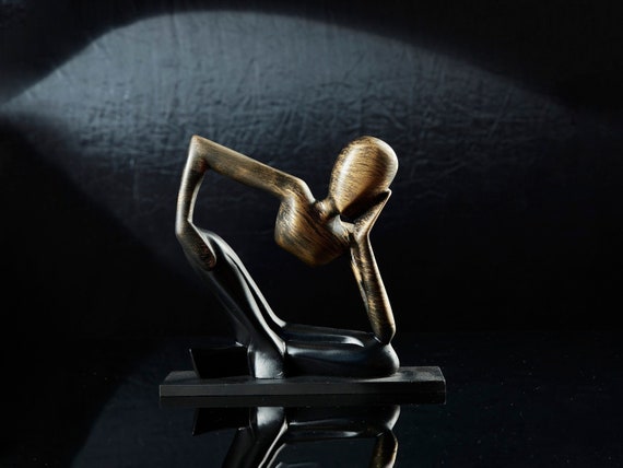Handmade Abstract Rodin's Thinker Statue: Black Gold Nordic Sculpture, Bookshelf & Console Table Decor