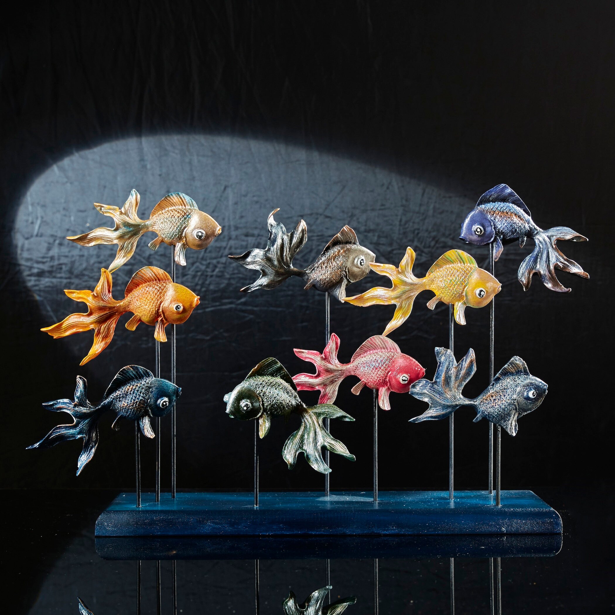 Decorative Colorful School of Fish Sculpture, Handmade Unique Fish ...