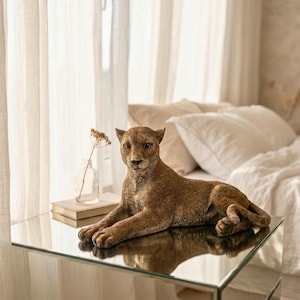 Reclining Panther Statue: Hand-Painted Home & Garden Leopard Puma Jaguar Sculpture Decor image 11