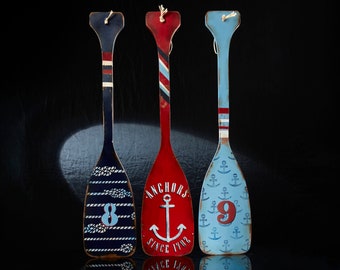 Decorative Handmade Wooden Oar, Canoe Paddle Wall Art, Row Boat Oars for Home Wall Decoration, Rustic Nautical Decor
