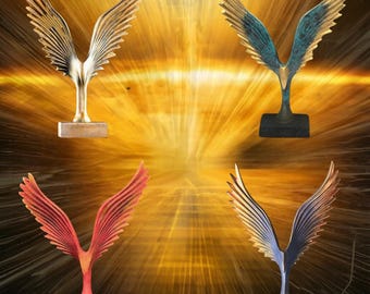 モダン抽象フェニックス彫刻：神話上の鳥が舞い上がる像、ホーム