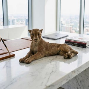 Reclining Panther Statue: Hand-Painted Home & Garden Leopard Puma Jaguar Sculpture Decor image 4