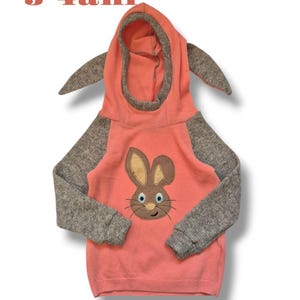 Upcycle Hoodie bunny / Eco-Friendly Upcycle Hoodie Sewing Pattern Tutorial PDF | 0M-7T | Transform Adult Hoodies into Adorable Kids' Hoodies