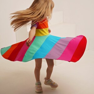 Radiant Rainbow Stripes Dress Pattern - PDF Sewing Pattern for Girls ...