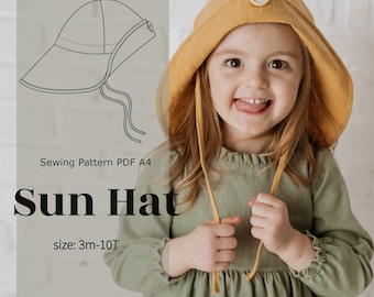 Sun hat sewing patterns and tutorial | Instant Download | Digital PDF | Baby Hat | Beach Hat Summer Pattern | Friend Sewing Gift Accessories