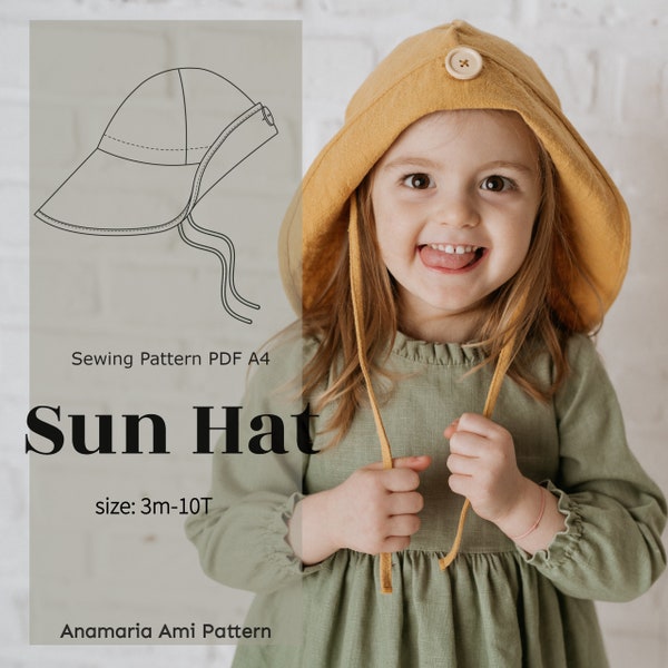 Sun hat sewing patterns and tutorial | Instant Download | Digital PDF | Baby Hat | Beach Hat Summer Pattern | Friend Sewing Gift Accessories