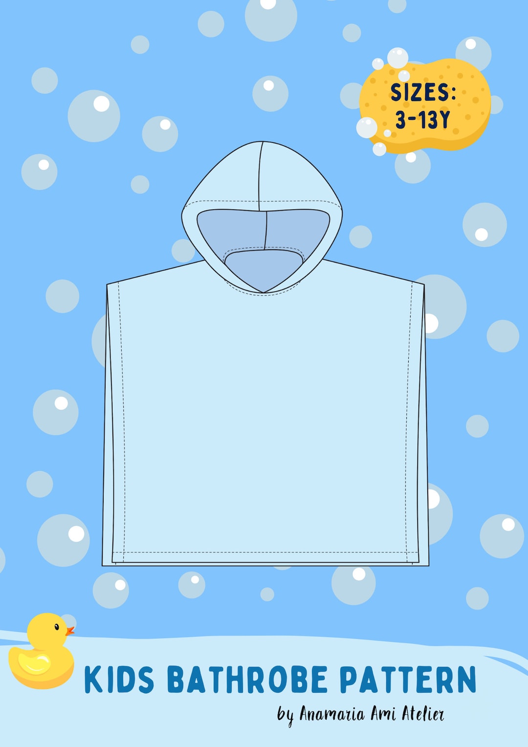 Ebook Towel Poncho for Kids Pattern Sewing, Hooded Beach Towel for ...