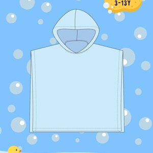 Ebook Towel Poncho for Kids  pattern sewing, Hooded Beach Towel for Girls boy, Surf Poncho Swim Changing Robe, kids hooded bath towel 1-13y