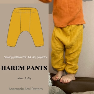 Harem kids pants sewing patterns and tutorial | Instant Download | Digital PDF | kids pants | size 1-8y