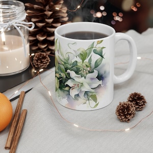 Tazza di gloria mattutina, tazza con fiori, tazza botanica, tazza di fiori di gloria mattutina, tazza floreale, tazza da 11 once