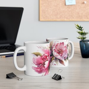 Peonies Mug, Mug with Flowers, Botanical Mug, Pink Peonies Mug, Peonies Flower Mug, Floral Mug, 11oz Mug