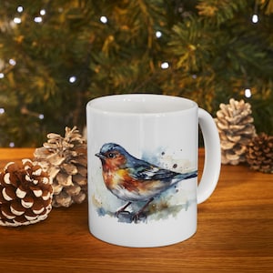 Passerine Bird Mug, Mug with Birds, Nature Mug, Watercolor, Bird Mug, 11oz Mug