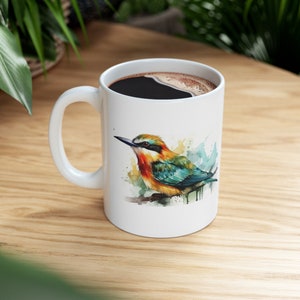 Bee-eater Bird Mug, Mug with Birds, Nature Mug, Watercolor, Bird Mug, 11oz Mug