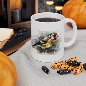Goldfinch Bird Mug, Mug with Birds, Nature Mug, Watercolor, Bird Mug, 11oz Mug - Version 2
